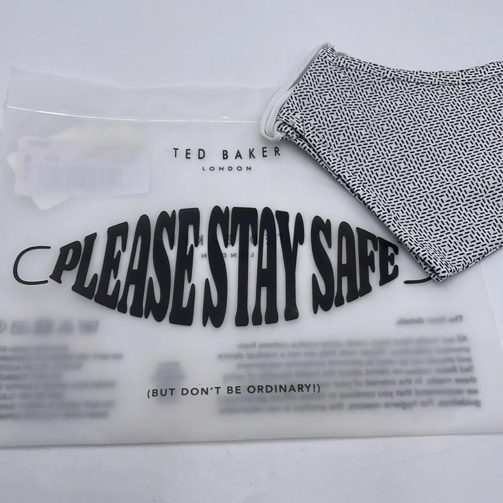 Ted Baker Black and White Face Mask TED BAKER LONDON Reversible Reusable NWT